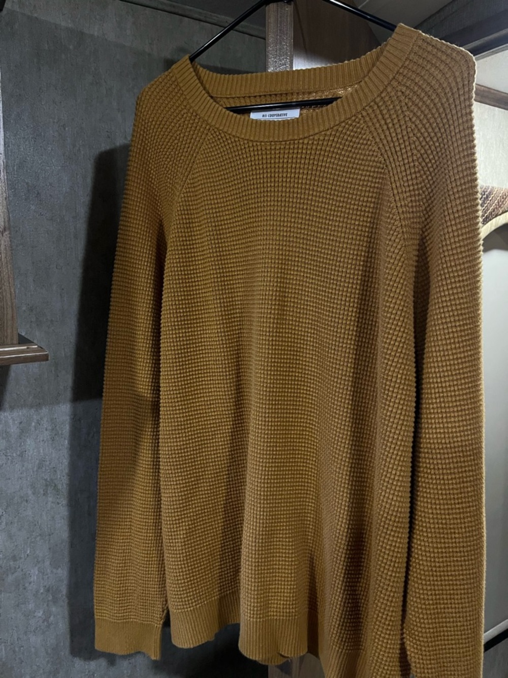 REI Co-op Waffle-Knit Crewneck Sweater in Mustard Yellow